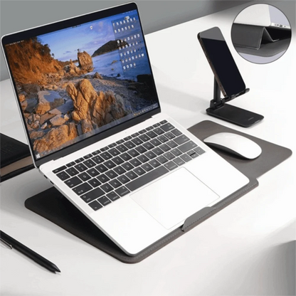 PU Leather 14 Inch Laptop Sleeve Bag Waterproof Adjustable Laptop Sleeve Case Ultra-thin Stain-resistant Laptop Stand Office