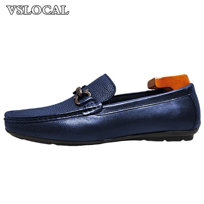 Luxury Men Leather Shoes Black White Horsebit Loafers Slip on Formal Men Dress Shoes Wedding Office Casual Shoes For Men