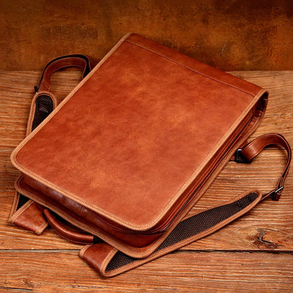 Leather shoulder bag men's business leisure first leather computer bag leather travel backpack