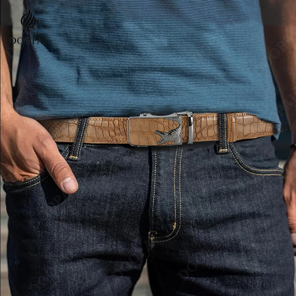 Men's PU Leather Belt Fashion Automatic Buckle Belt for Popular Business High Quality Male Belt