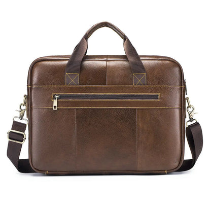 Genuine Leather Business Briefcase for Men, Laptop Top Handle Shoulder Bag, Professional Office Commuter Handbag