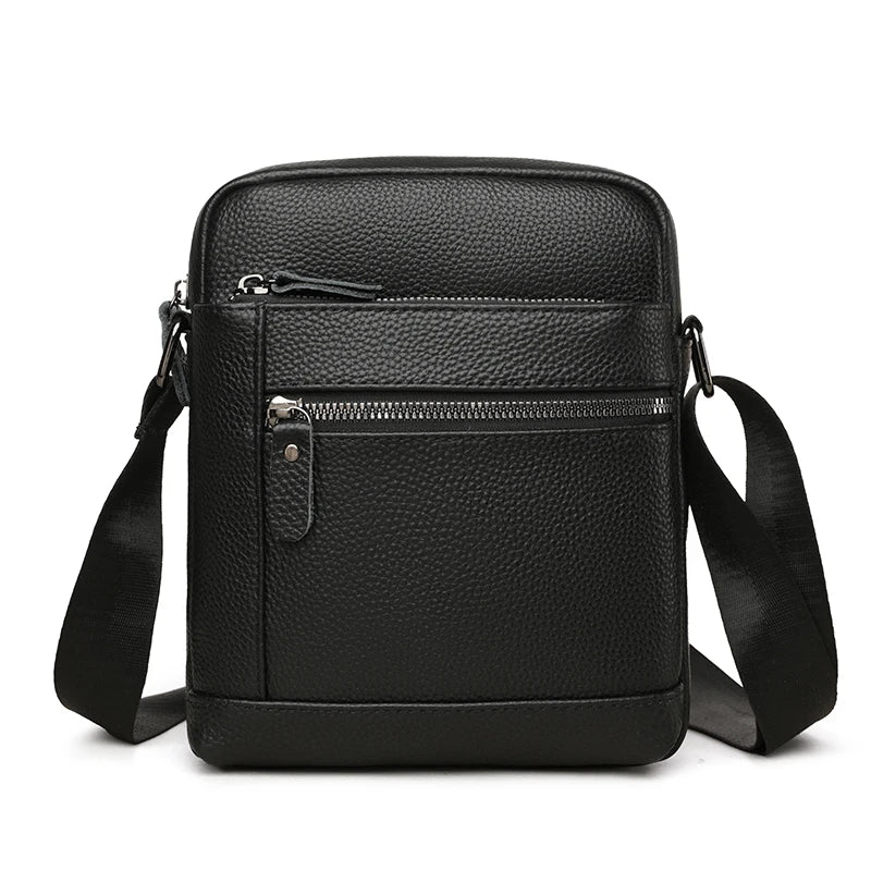 Men's Luxury Designer Genuine Leather Bag Simple Business Casual Shoulder Bag Multiple Pockets Small Crossbody Bags for Men