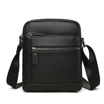 Men's Luxury Designer Genuine Leather Bag Simple Business Casual Shoulder Bag Multiple Pockets Small Crossbody Bags for Men
