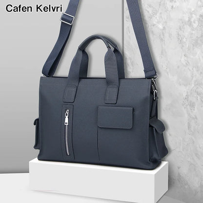 Genuine Messenger Bag Men Leather Handbag Large Capacity Business Commuter Handheld Cowhide Laptop Document Bag Men's Briefcase