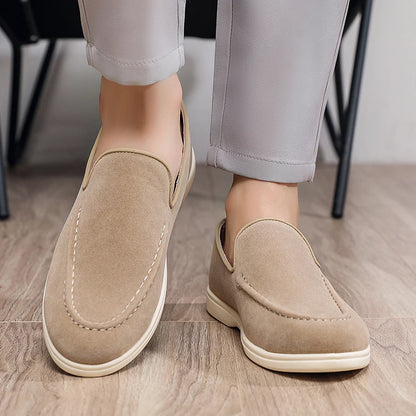 Men's Suede Leather Comfort Loafers, Flat Casual Slip-on Shoes, Fashion Suede Flats, Classic Round Toe Soft Leather Loafers 2026