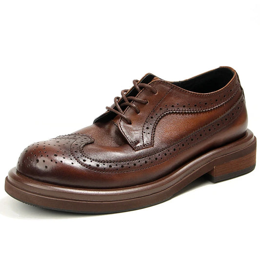 Genuine Leather Men's Block Shoes Mens Business Shoes Luxury New Handmade Comfortable Man Casual Shoes Retro Men Leather Shoes