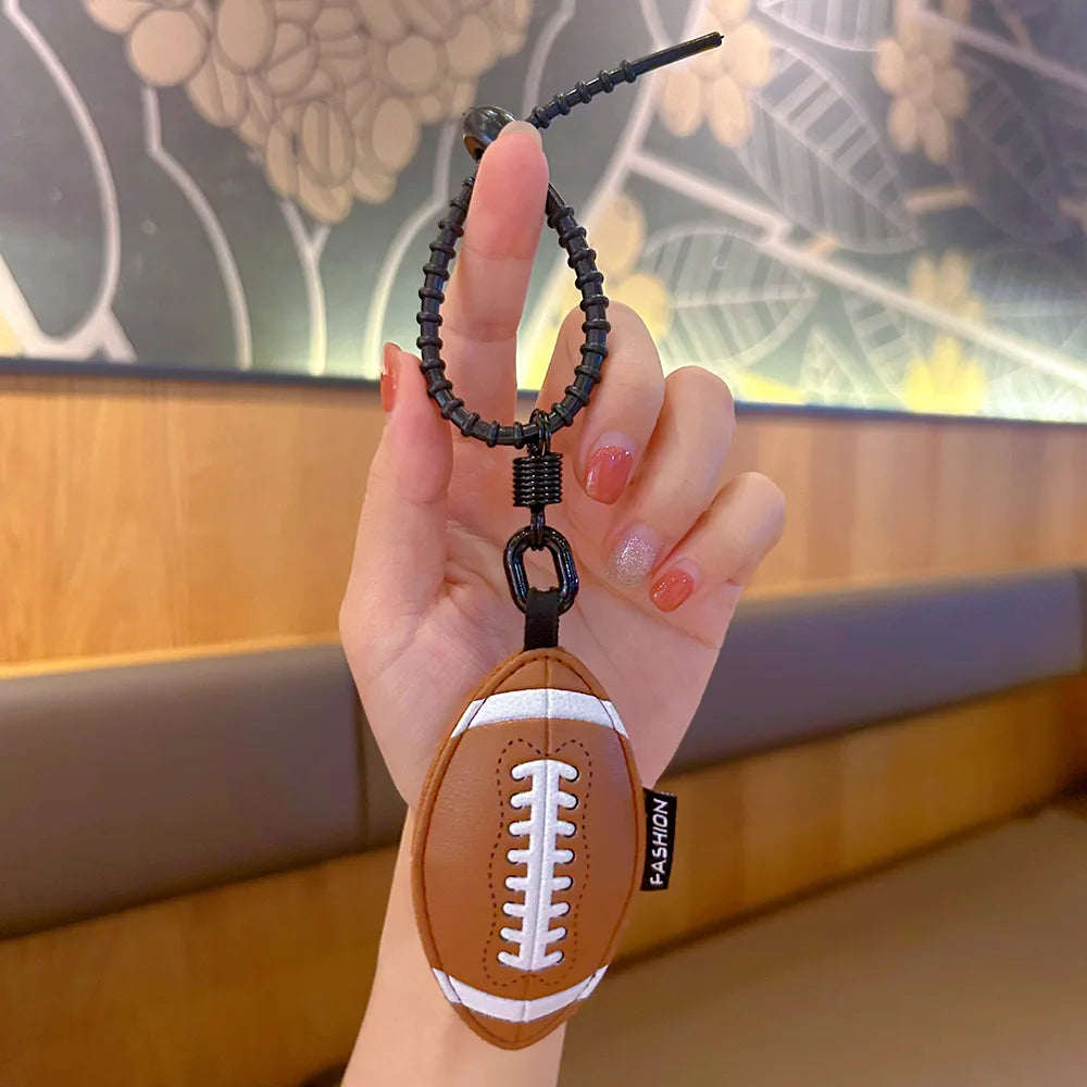 Leather Football Keychain Baseball Basketball Volleyball Leather Pendant Ladies Bag Accessories Car Key Pendant