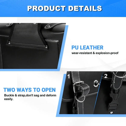 1 Pair Motorcycle Saddlebags with Cup Holder Panniers Rear Side Bags Luggage Storage PU Leather Large Capacity Waterproof