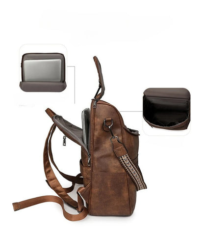New 2026 Women Large Leather Laptop Backpack 15.6 Inch Waterproof Casual Fashion Business Retro Travel Shoulder bags for College
