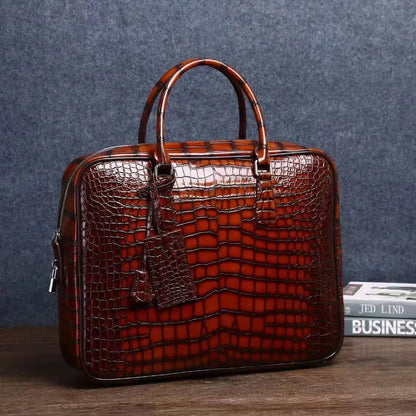 2025 New Luxury Alligator Pattern Genuine Leather Business Men's Briefcase Male Shoulder Bag Men Messenger Laptop Computer Bag