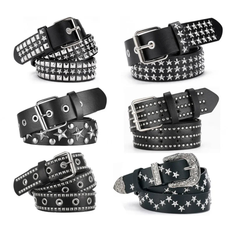Men's and Women's Belt Elegant Genuine Leather Belt Punk Style Jeans Dress Waist Accessory