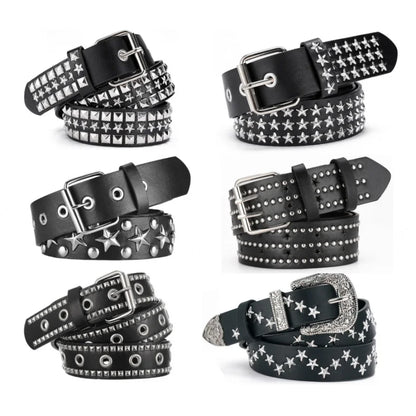 Men's and Women's Belt Elegant Genuine Leather Belt Punk Style Jeans Dress Waist Accessory