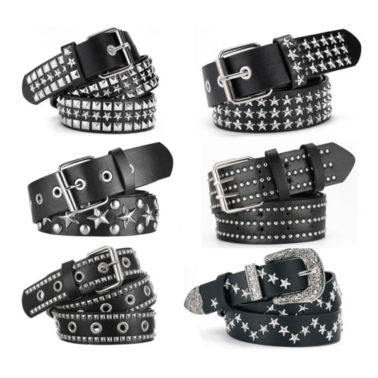 Men's and Women's Belt Elegant Genuine Leather Belt Punk Style Jeans Dress Waist Accessory