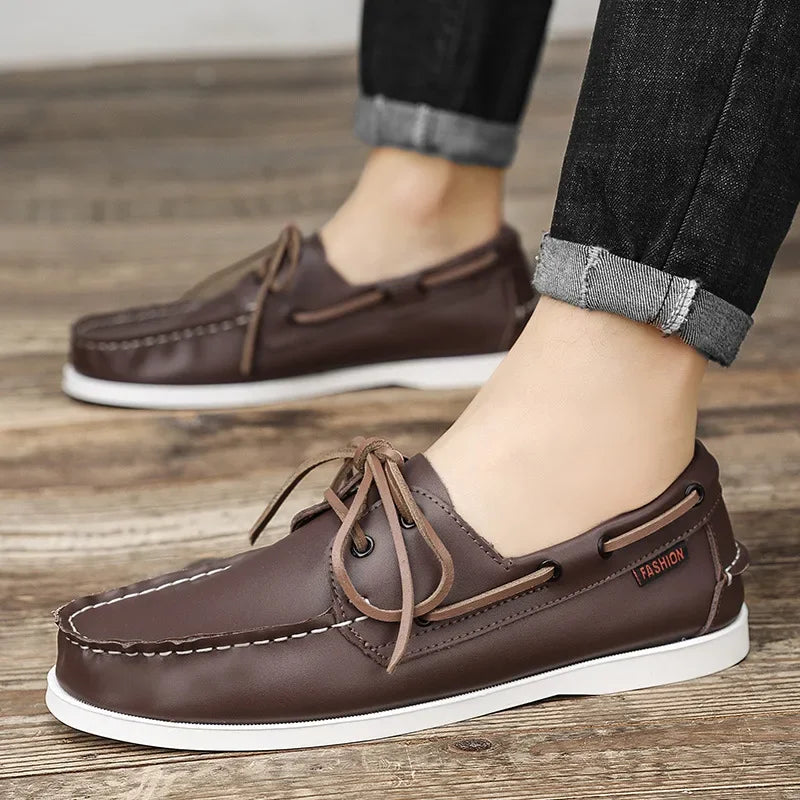 New Genuine Leather Loafers Men Moccasin Sneakers Driving Shoes Causal Men Shoes Women Footwear Docksides Classic Boat Shoes