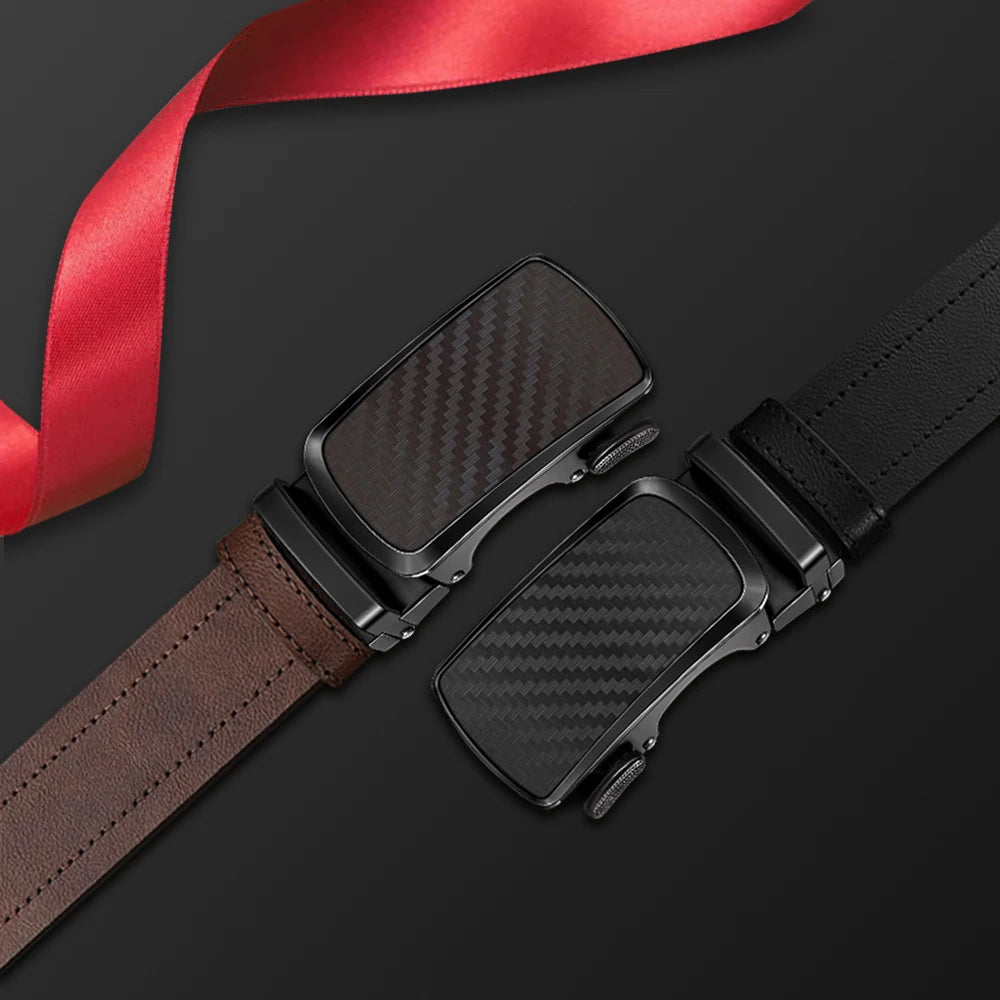 Leather belt men High Quality PU Leather Belts, Automatic Buckle Belt, Adjustable No Hole Belt Jeans Belt for Men