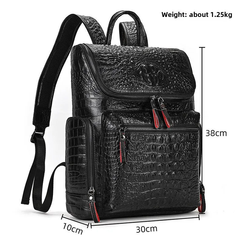Crocodile Genuine Leather 15.6 inch Laptop Backpack Men Travel Bags Bagpack Waterproof Big Backpack For Teenager Schoolbag