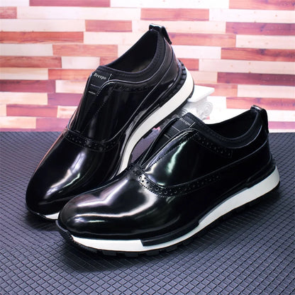 Men's Leather Shoes Comfortable Casual Men's Shoes Non-Slip Sole Glossy Sneakers Wedding High-End Occasion Dating Men's Shoes