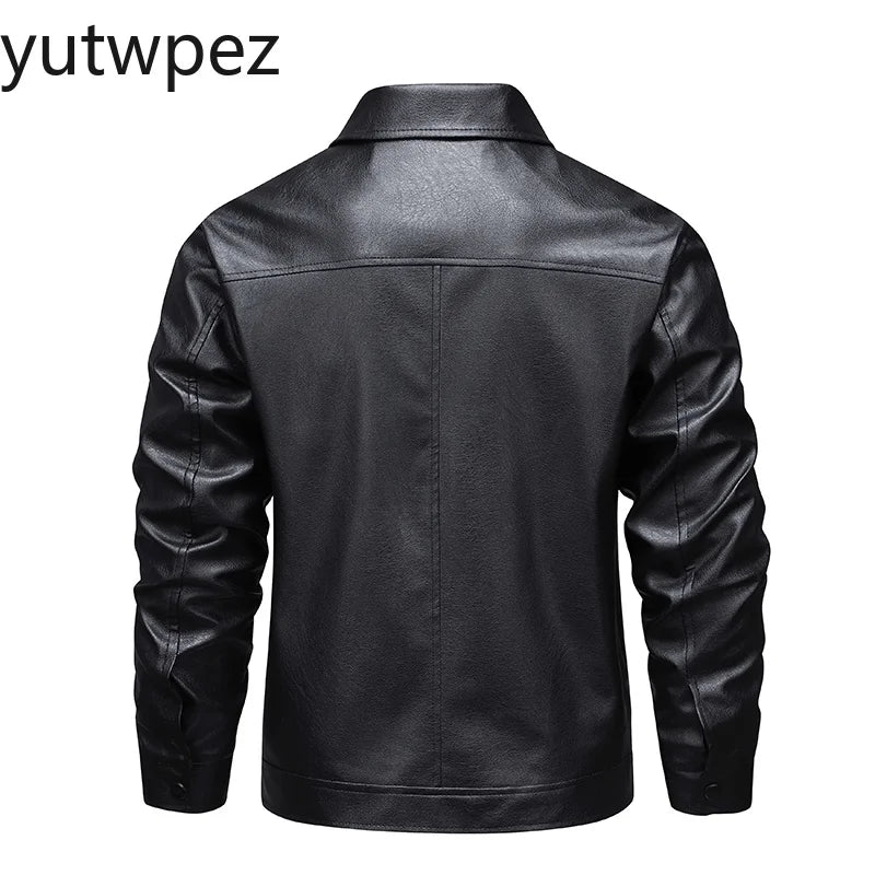 Streetwear Casual Blazer Jackets Male Outerwear Men's Slim Fit Lapel Leather Jacket Suit Short Coat Men Fashion Leather Jacket