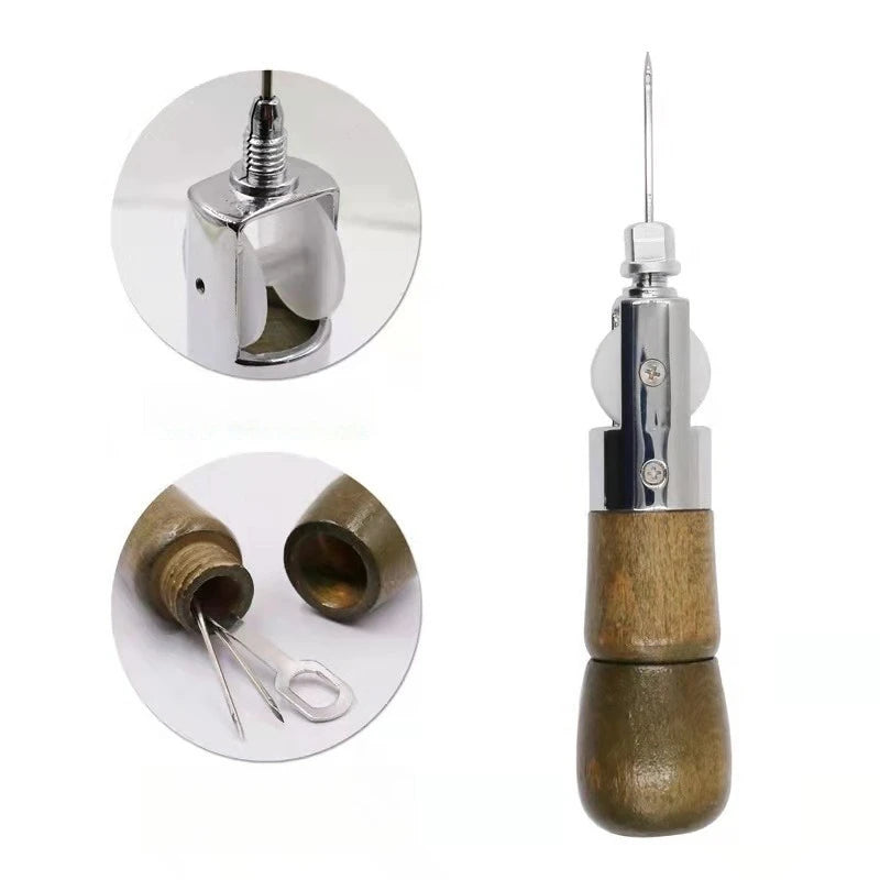 DIY Leather Sewing Awl Kit Waxed Thread Hand Sewing Tools Leather Craft Edge Stitching Belt Strips Shoemaker Canvas Repair Tools