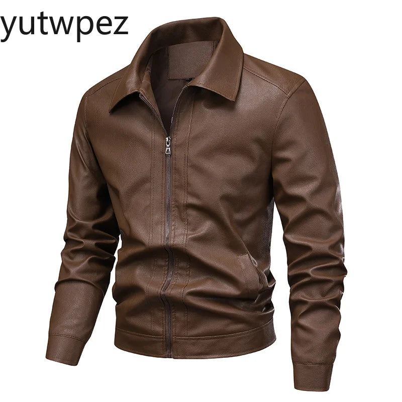Streetwear Casual Blazer Jackets Male Outerwear Men's Slim Fit Lapel Leather Jacket Suit Short Coat Men Fashion Leather Jacket