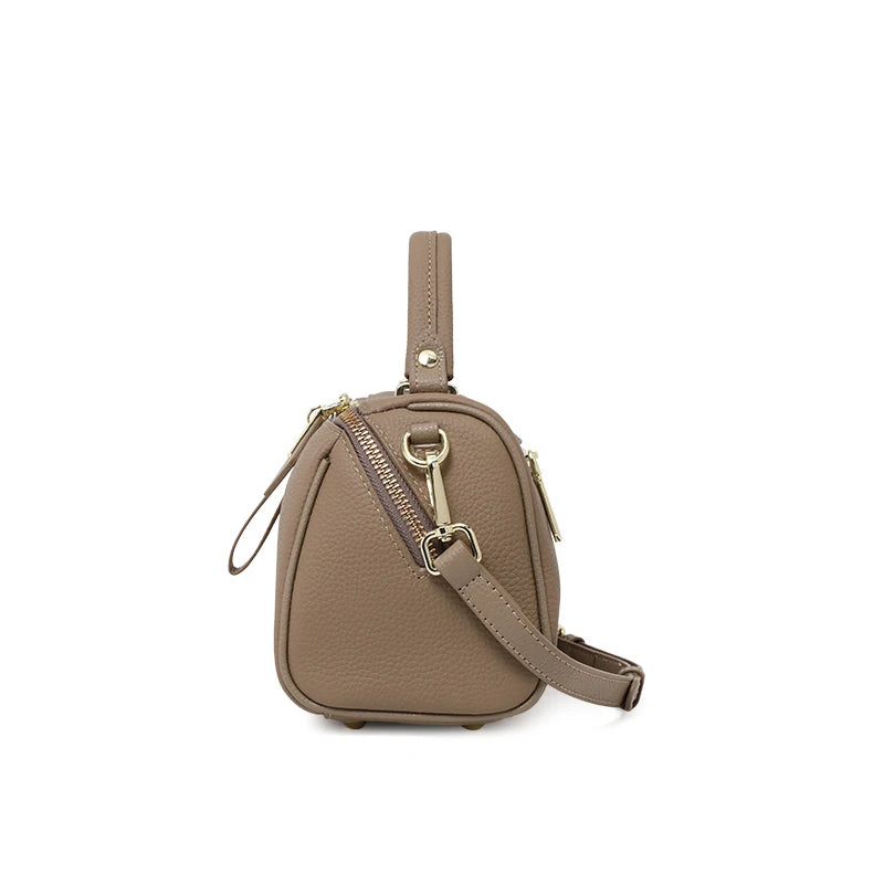 Leather leather handbag Boston simple shoulder cross-body  pillow women 2025 high-end sense large capacity removable  strap