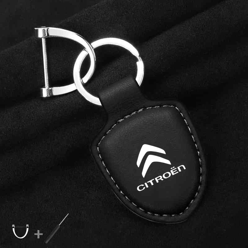 For Citroen C4 C3 C2 C1 C5 DS3 Berlingo Xsara headrest Accessories Car Shield Leather Keychain Key Ring Pendant Holder Gift