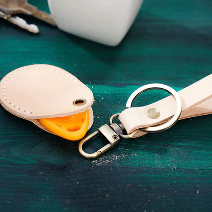 Leather Access Card Case Anti-lost Anti-fall Keychain Accessories, Leather Keychain Holder with Key Chain Ring