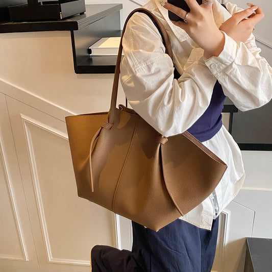 Branded Designer Shoulder Tote Bags For Women Soft PU Leather 2-IN-1 Big Capacity Shopper Tote Set 2025 Luxury Designer Handbags
