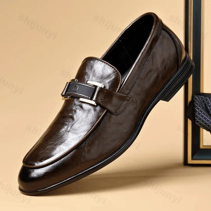 Men's Leather Shoes 2025 New High-quality Business Casual Shoes Men Loafers Spring Autumn Luxury Designer Dress Shoes Size 39-44