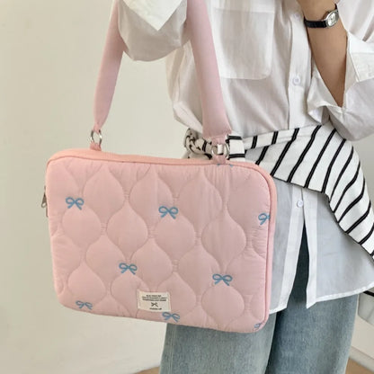 New 13-15.6inch Laptop Shoulder Bag Large Capacity Bowknot Tablet Sleeve Case Multifunctional Shockproof Laptop Handbag
