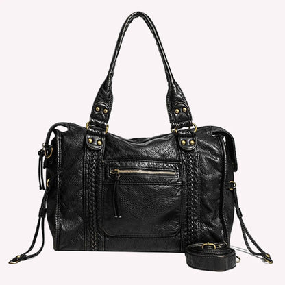 Leather Retro Shoulder Bag for Women with Pockets Shoulder Handbag Top Handle Bag Shopper Bag for Work Travel