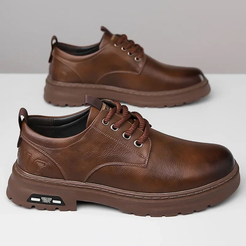 Men's Casual Leather Shoes Designer Trendy All-match Platform Shoes  Men's Business Breathable Leather Shoes shoe