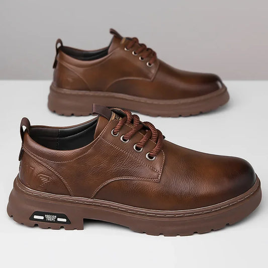 Men's Casual Leather Shoes Designer Trendy All-match Platform Shoes  Men's Business Breathable Leather Shoes shoe