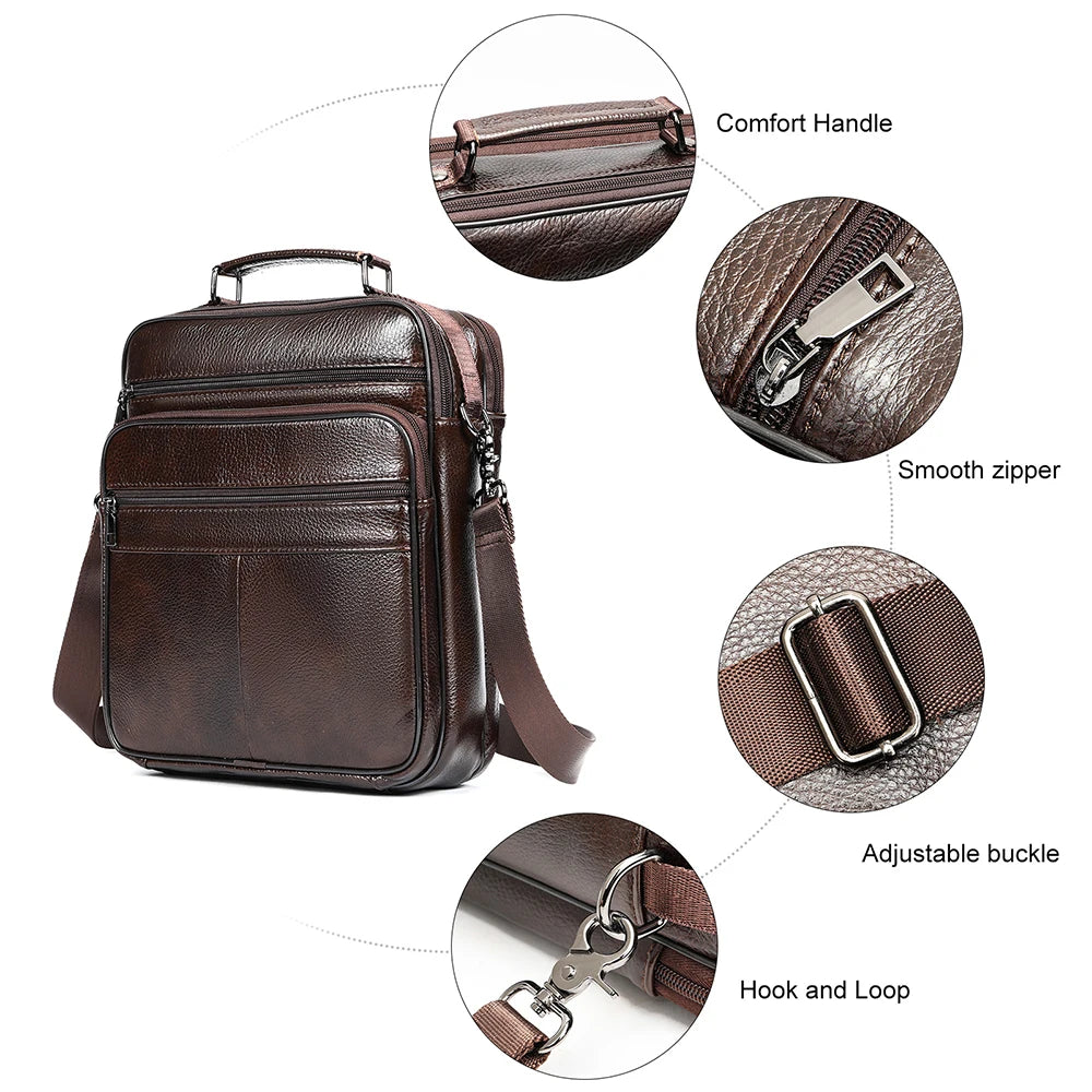 WESTAL Men's Bag Genuine Leather Messenger 13inch Laptop Bags for Document Business Bag Men Shoulder Purses 6173