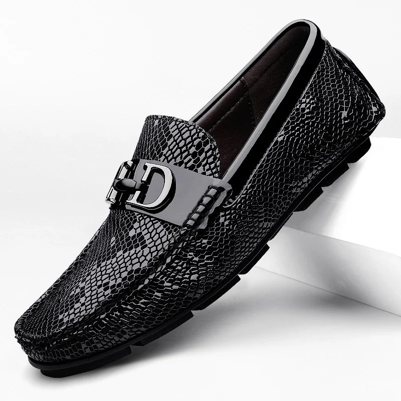 High Quality Men's Fashionable Snake Skin Pattern Comfortable Business Banquet Leather Shoes Spring New Men's Casual Loafers