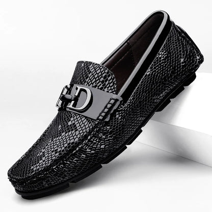 High Quality Men's Fashionable Snake Skin Pattern Comfortable Business Banquet Leather Shoes Spring New Men's Casual Loafers