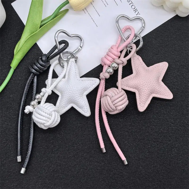 Leather Star Maillard Bag Pendant Bag Hanger Car Keychain Jewelry Gift Decoration Accessories