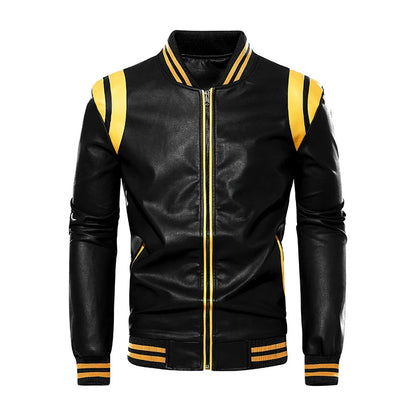 Autumn Winter Men's PU Leather Jackets Fashion Man Motorcycle Coats Male Patchwork Streetwear Zipper Leather Jackets Clothing