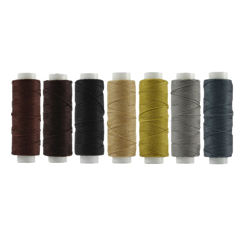 7PCS 0.55mm 30 Meters Leather Waxed Thread Cord For DIY Handicraft Tool Hand Stitching Thread Round Waxed Sewing Line
