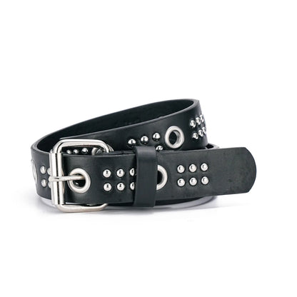 Men's and Women's Belt Elegant Genuine Leather Belt Punk Style Jeans Dress Waist Accessory