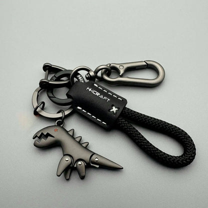 Motorcycle Decoration Accessories and Car Keychain Single Leather Woven Rope Metal Keychain Handbag Pendant Small Gift