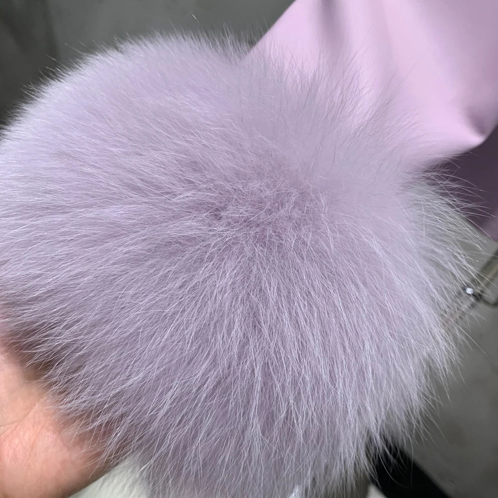 Fox Fur Collar Leather Jackets Women Autumn Luxury Natural Fox Fur Leather Jackets with Long Sleeve