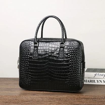 2025 New Luxury Alligator Pattern Genuine Leather Business Men's Briefcase Male Shoulder Bag Men Messenger Laptop Computer Bag