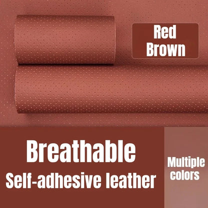 Self-Adhesive Perforated Leather Repair Patch, 0.8mm Thick Breathable Faux Leather Sheets for Car Seat Sofa Furniture Repair