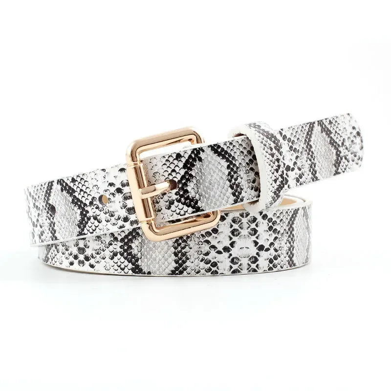 105x2.3cm High Quality lady Retro Pu Leather Snake skin texture Waist Belt Women Jeans、 dresses clothing paired with fine belt