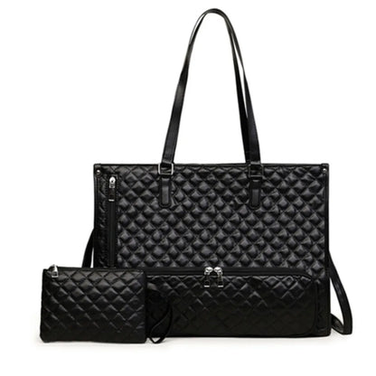 2-in-1 Laptop Lunch Tote Bag Shoulder Strap Lunch Box Multifunctional Laptop Handbag Waterproof Leather Portable Laptop Bags