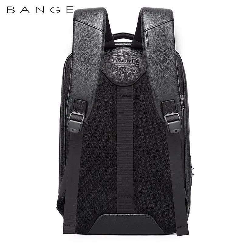 BANGE Leather Anti Theft Waterproof Laptop Backpack 15.6 Inch Daily Work Business Backpack School Back Pack Mochila for Male