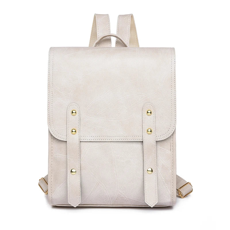 New PU leather Fashion Lady High Capacity Waterproof College Backpack Trendy Girls Laptop School Bags Cute Girl Travel Book Bag