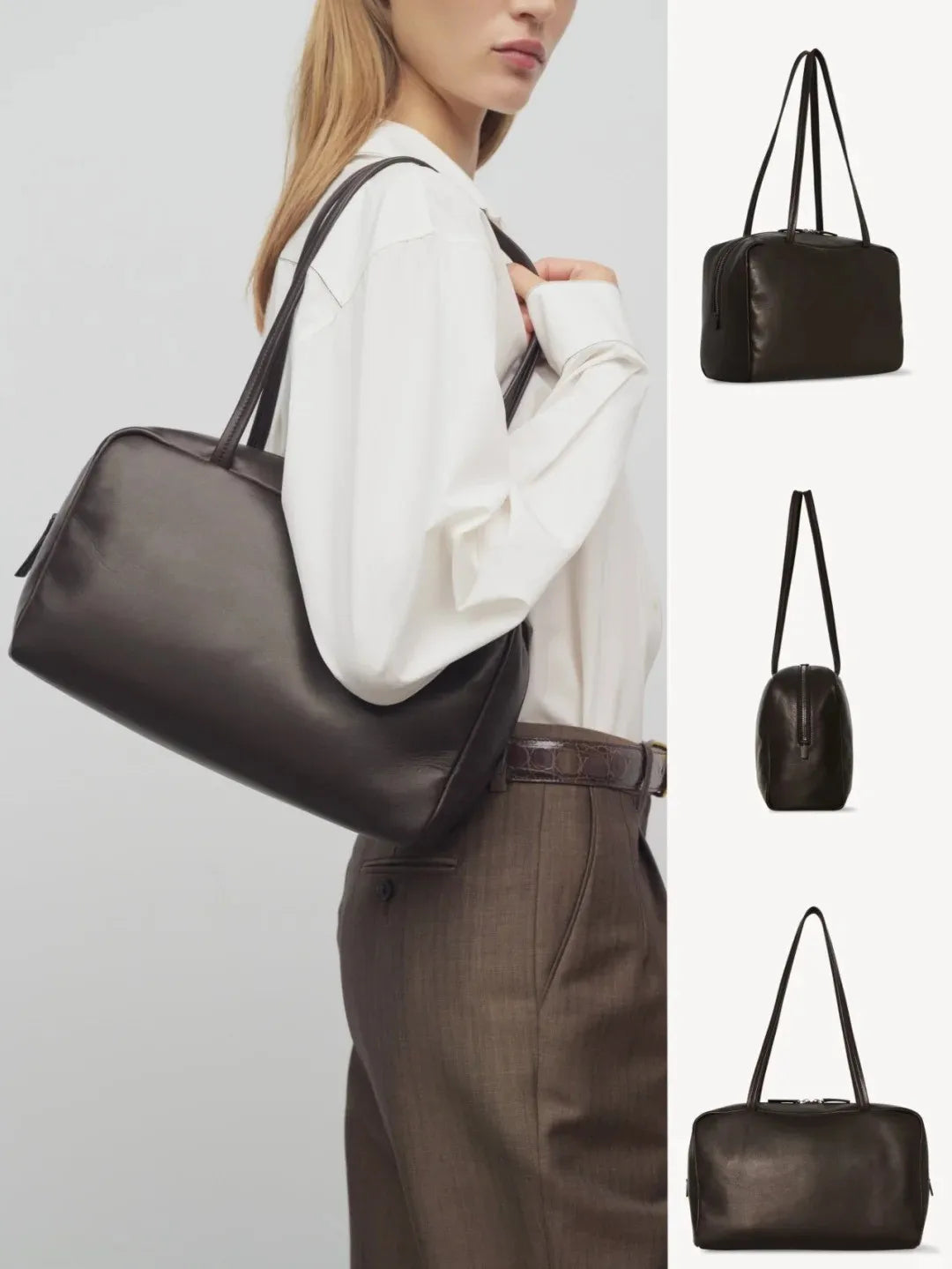 Handbags Shoulder Bag Women Female Sheepskin Bowling Bag Convenience for Commuting Single-shoulder Underarm Bag Leather Material