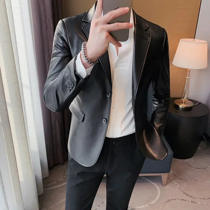 Slim Fit Fashion Casual Leather Jackets/Man Coats Brand Clothing Men's Autumn Jackets high quality Casual Leather Jackets Male
